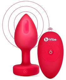 Анальна пробка з вібрацією та панеллю управління B-Vibe Vibrating Heart Plug M/L Red - мініатюра 3