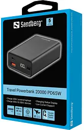 Універсальна мобільна батарея Sandberg Travel Powerbank 20000mAh PD 65W Black (420-95) - мініатюра 2