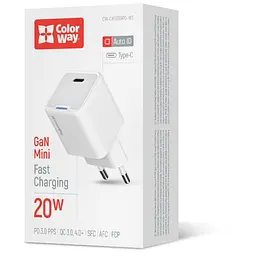 Зарядний пристрій ColorWay C101C GaN Mini 20 Вт PD PPS USB-C білий (CW-CHS059PD-WT) - мініатюра 7