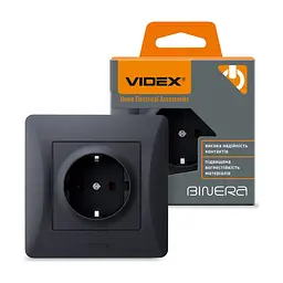 Розетка Videx BINERA 1ая із заземленням черн (VF-BNSK1G-BG) - мініатюра 4