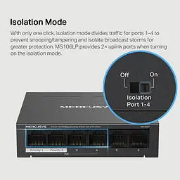 Комутатор MS106LP 6xFE (4xPoE), 40Вт, Некерований Mercusys teh0018244 - мініатюра 8