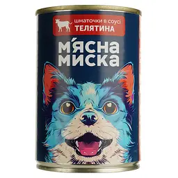 Вологий корм для собак М'ясна миска, шматочки в соусі з телятиною, 415 г - мініатюра 2