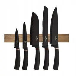 Набір ножів з магнітною планкою Berlinger Haus Black Rose Collection (BH-2884)