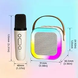 Дитяче караоке з бездротовим мікрофоном K12 та портативною RGB Bluetooth колонкою Pink (18965) - мініатюра 4