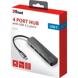Концентратор Halyx Type-C to 4-Port USB-A 3.2 Grey Trust (24948_TRUST) - мініатюра 7