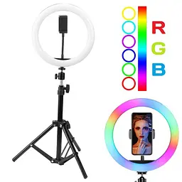 Кільцева LED RGB лампа 33 см 25 W з тримачем для телефона селфі кільце для блогера СО ШТАТИВОМ