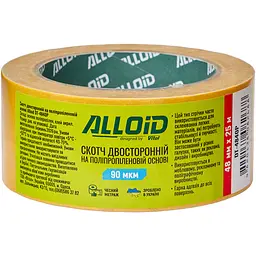 Скотч двосторонній Alloid на поліпропіленовій основі 48 мм 25 м 90 мкм (DT-4840P)