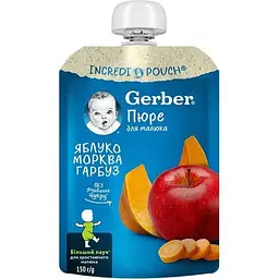 Фруктово-овощное пюре Gerber Яблоко, Морковь, Тыква, 150 г