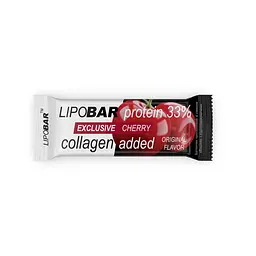 Батончик LipoBar Exclusive Protein Bar, 50 грам збагачений біоактивним колагеном Peptan - Вишня