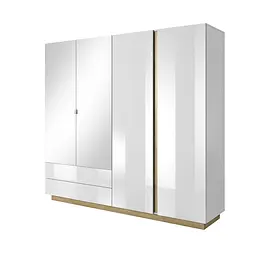 Шафа для одягу Perfect Home Арко / Arco 4-дверна з дзеркалом 4D2S/220 Білий глянець/дуб грандсон (PFH-091041)