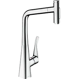 Змішувач Hansgrohe Metris Select 320 2jet кухонний з витяжним виливом 73820000 Хром