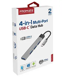 USB-Хаб Promate USB Хаб на 4 порти (litehub-4.grey) - мініатюра 2