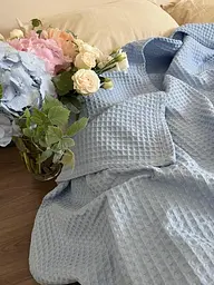 Покривало Zeintex Greece вафельне бавовняне голубе 230х300 см - мініатюра 8