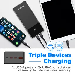 УМБ Energizer 27000mAh 65W PD,QC3.0,USB-А, 2хUSB-C, Micro-USB, LCD display,Black - мініатюра 7