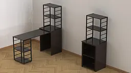 Стіл-тумба трансформер Смарт 3/1 з етажеркою Ferrum-decor 1430x1450x500 Чорний метал ДСП Венге Магія 16 мм (FRD-106167) - мініатюра 2