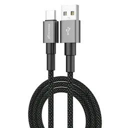 Дата кабель USB 2.0 AM to USB-C 1.0m 3A nylon black Grand-X (PC-08B) - мініатюра 2
