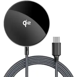 Бездротовий зарядний пристрій ACEFAST E24 QI2 desktop magnetic wireless charger with cable, Metal Gray (6974316284758)
