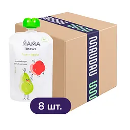 Пюре Mama knows Груша та яблуко без цукру 720 г (8 шт. х 90 г)