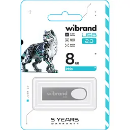 USB флеш накопичувач Wibrand 8GB Irbis Silver USB 2.0 (WI2.0/IR8U3S) - мініатюра 2
