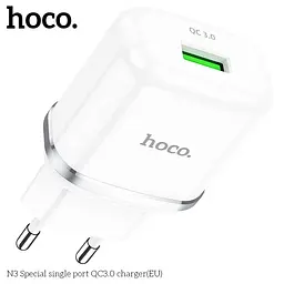 Адаптер живлення HOCO N3 Special FCP AFC 1 USB 18W QC 3.0 (Safety Certified) білий - мініатюра 7