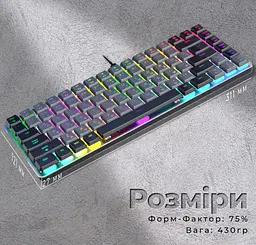 Клавіатура ігрова механічна GamePro GPMK-141R Red Swich Low Profile 75 RGB Dark Gray - мініатюра 11