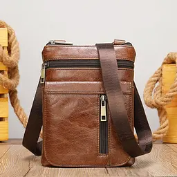Барсетка чоловіча з натуральної шкіри 14989 Vintage коричневий - мініатюра 2