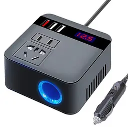 Автомобільний інвертор-перетворювач AC/DC з 12В/24В на 220В/120W + LCD (екран) 3хUSB