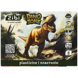 Пластилiн Zibi 8 кольорів DINO 128г