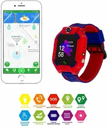 Дитячі розумні смарт годинник Q19 з камерою прослуховуванням Sim-картою Red Blue (16111) - мініатюра 5
