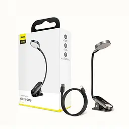 Міні лампа-прищіпка Baseus з акумулятором Comfort Mini Clip Lamp 350 мА·ч 3 режими Гнучкість 360° Чорний - мініатюра 2