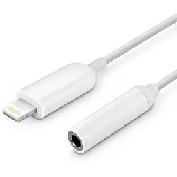 Кабель-перехідник звуковий ExtraDigital Lightning M - 3.5 мм F 10 см білий (KBA1682)