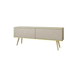 Тумба під телевізор Perfect Home Оро / Oro 2-дверна з золотими ніжками RTV135 MDF Бежевий (PFH-091331) - мініатюра 3