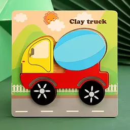 Дерев’яний пазл для дітей Бетономішалка Clay truck 15×15 см розвиваюча іграшка будівельна машина дитячий пазл сортер - мініатюра 2