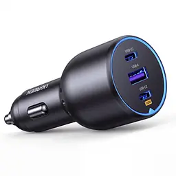 Автомобільний зарядний пристрій UGREEN EC705 2 USB-C PD + USB-A до 130 Вт USB-C1 30 Вт + USB-C2 100 Вт одночасно USB-A до 22,5 Вт (35025)