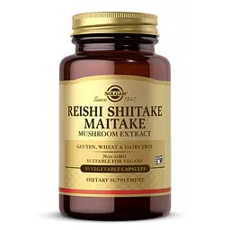 Натуральна добавка Solgar Reishi Shiitake Maitake Mushroom Extract, 50 вегакапсул