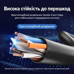 Мережевий кабель Ethernet Vention 1 м патч-корд RJ45 прямий штекер і кутовий штекер 90° вниз Cat.6 до 1000 Мбіт/с UTP чорний (IBWBF) - мініатюра 8