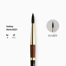 Пензель білка кругла натуральна Isabey 6221, №18, для акварелі, коротка ручка - мініатюра 2