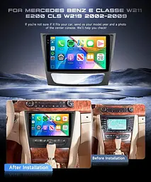 Автомобільне радіо 4G+128G Android 15 для Mercedes Benz E Class W211 E200 CLS W219 2002-2009, 9" In-Cell HD Touch Screen - мініатюра 5