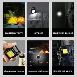 Ліхтарик карабін Keychain Light W5130 магнітний 7 режимів - мініатюра 7