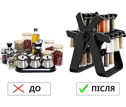 Органайзер карусель для спецій на 18 баночок Органайзер ємностей, що обертається, для приправ на 360° Spice Rack UKC - мініатюра 5