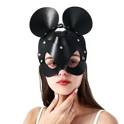 Маска Playboy для рольових ігор БДСМ з екошкіри XS-M Чорна