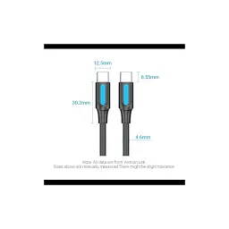 Дата кабель USB-C to USB-C 1.5m 5A black Vention (COTBG) - мініатюра 2