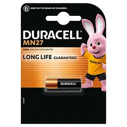 Батарейка Duracell MN27 12V спеціалізована лужна, A27/27A/V27A/8LR732, 1 шт. в упаковці (5007388) - мініатюра 2