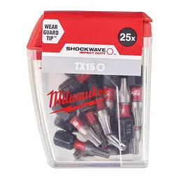 Біта SHOCKWAVE MILWAUKEE, TX15, 25мм, (25 шт), пластикова коробка - мініатюра 2