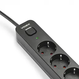 Мережевий подовжувач Videx Oncord з/з 5 п 3 м (3x1.5 мм) з кнопкою чорний (VF-PD53G-B) - мініатюра 4
