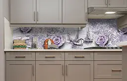 Вініловий кухонний фартух 3Д Троянди наклейка для кухні квіти Абстракція Фіолетовий Happy Pocket Z181462 - мініатюра 4