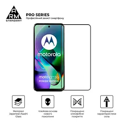 Захисне скло на Motorola G54 Power/G54/G64 5G з олеофобним покриттям, Pro, повне проклеювання, антистатичний і пиловідштовхуючий шар, 9H, самоклеючеся, 2.5D, на весь екран, антистатичний клей, ArmorStandart (ARM71082) - мініатюра 2