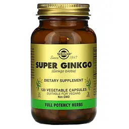 Гінкго Білоба супер, Super Ginkgo, 120 вегетаріанських капсул Solgar vit0003009