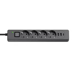 Фільтр живлення ColorWay CW-CHE435PDB 4 розетки, 3USB (2USB-A + 1 TYPE-C) (24W), 2м, Чорний