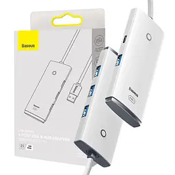 Хаб конвертер розгалужувач Baseus Lite Series 4-in-1 Usb-A to 4xUsb 3.0 білий 25 cm WKQX030002 - мініатюра 8